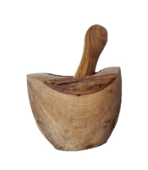 Olive Wood Rustic Mortar and Pestle